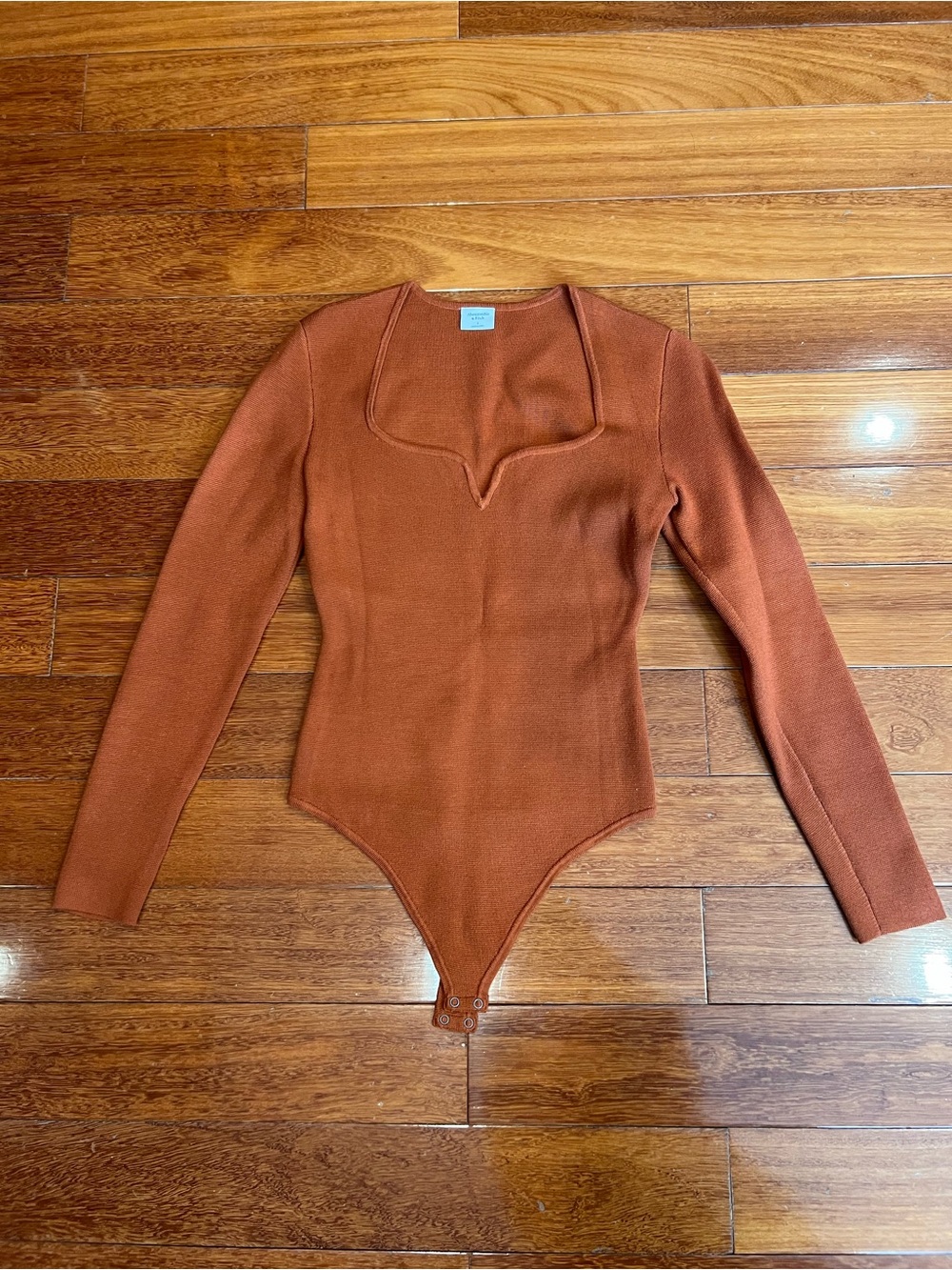 Abercrombie & Fitch Rust Long-Sleeve Ribbed Bodysuit